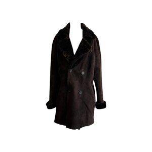 Reversible Shearling Suede Leather Leopard Print Coat by Vakko